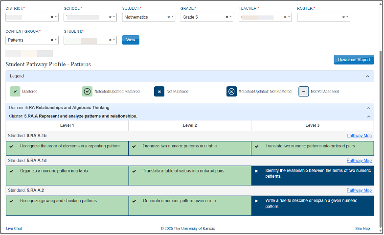 A screenshot of the PIE student dashboard.